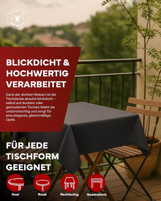 Tischdecke mit Lotuseffekt Leinenoptik wasserabweißend abwaschbar