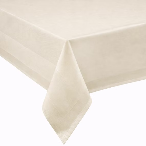 Tischwäsche Breite 130 cm champagner mit Atlaskante