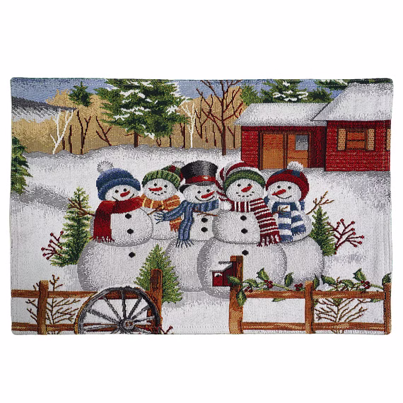 Tischwäsche 33 x 46 cm mit Goblin-Stickerei Schneemänner