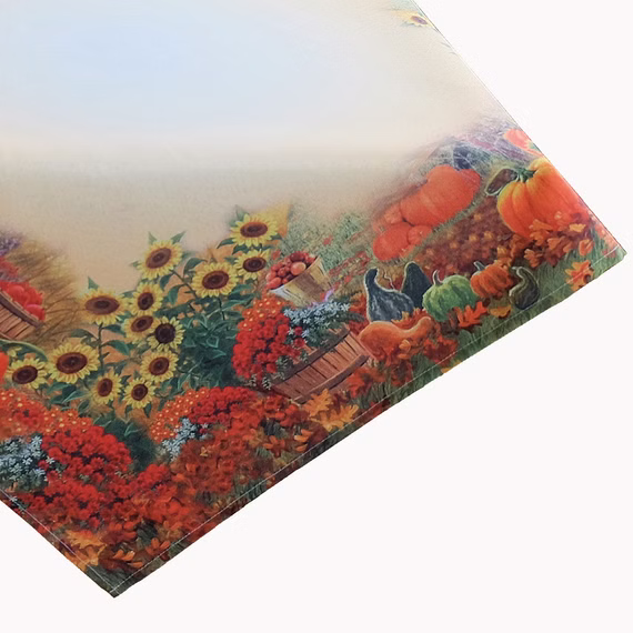 Tischdecke mit Druckmotiv Kürbis und Sonnenblumen