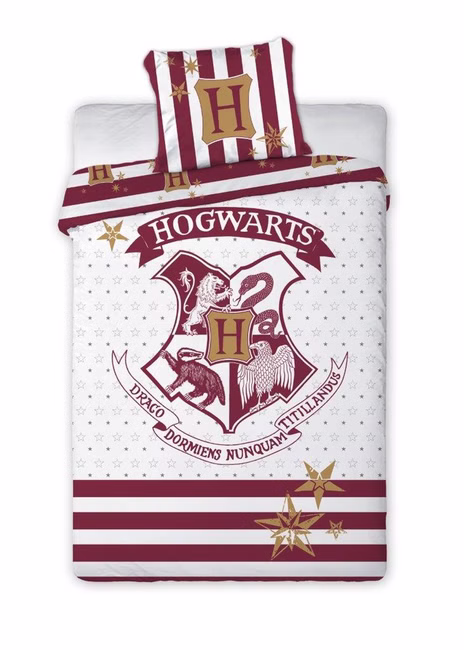 Bettwäschegarnitur 160x200 cm + 70x80 cm Reißverschluss Harry Potter Hogwarts