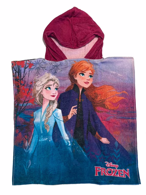 Badeponcho 55x55 cm mit Kapuze Frozen Anna und Elsa