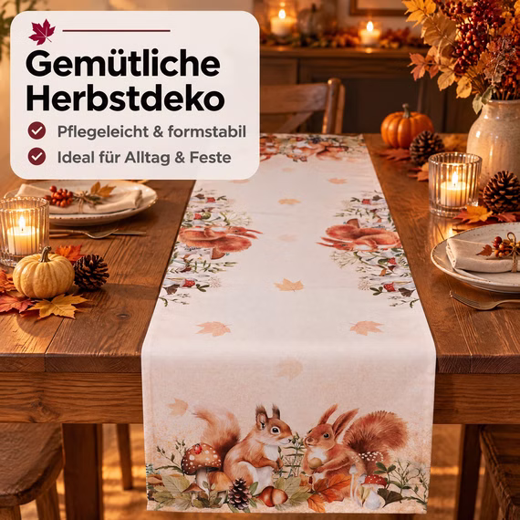 Tischwäsche mit Motiv Eichhörnchen