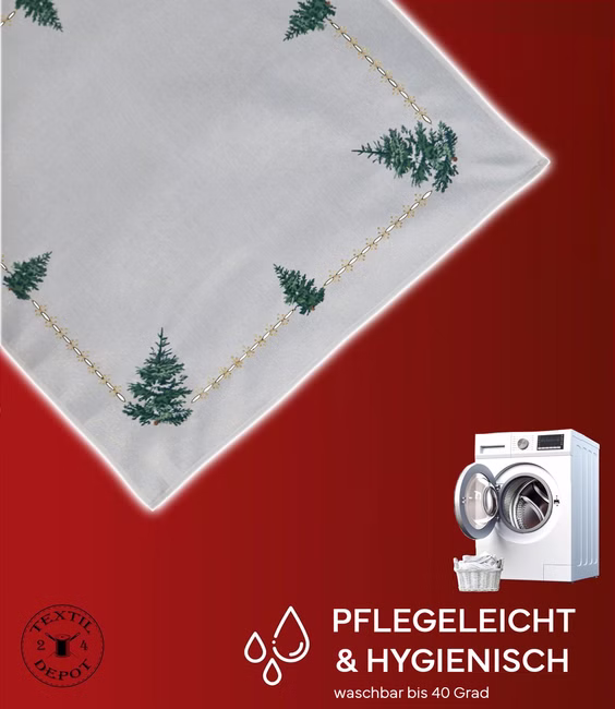 Tischwäsche mit Stickerei Tannenbaum mit Lurex
