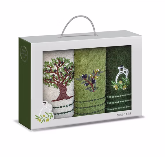 Handtuchset 3 Stück 30x50 cm Stickerei Küchentuch