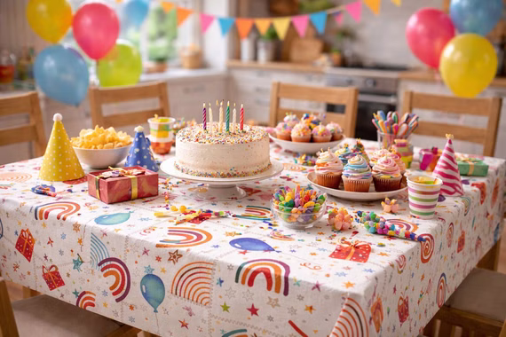 Wachstuchtischdecke Party Luftballons abwischbar