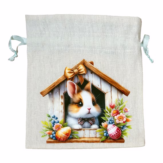 Geschenksäckchen mit Osterhasen-Motiven