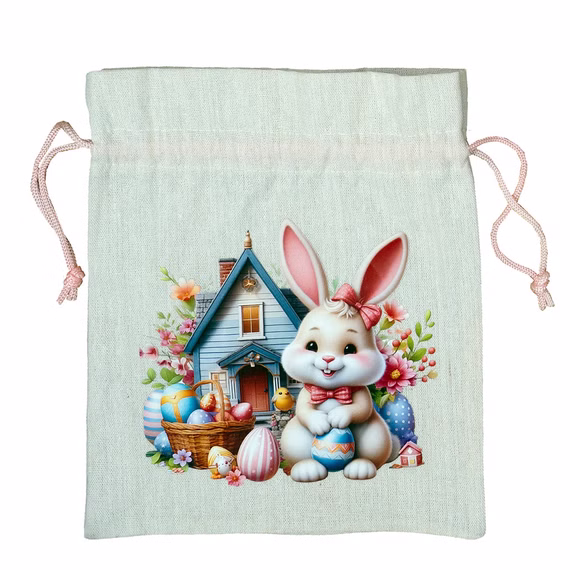 Geschenksäckchen mit Osterhasen-Motiven