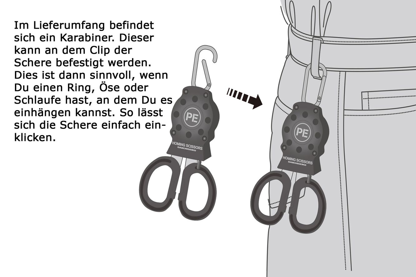 Daiichiseiko Japan Schere + Holster mit Haltezugsystem Homing Scissors Type SR Daiichiseiko Japan Schere + Holster mit Haltezugsystem Homing Scissors Type SR