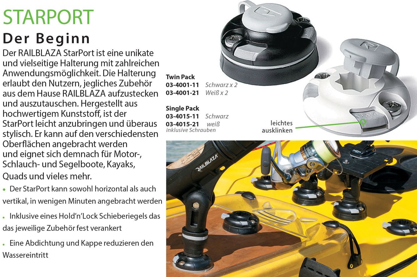 Railblaza StarPort-Halterung Sitze Montage: bohren, Boote 03-4015-11 Railblaza StarPort-Halterung Sitze Montage: bohren, Boote 03-4015-11