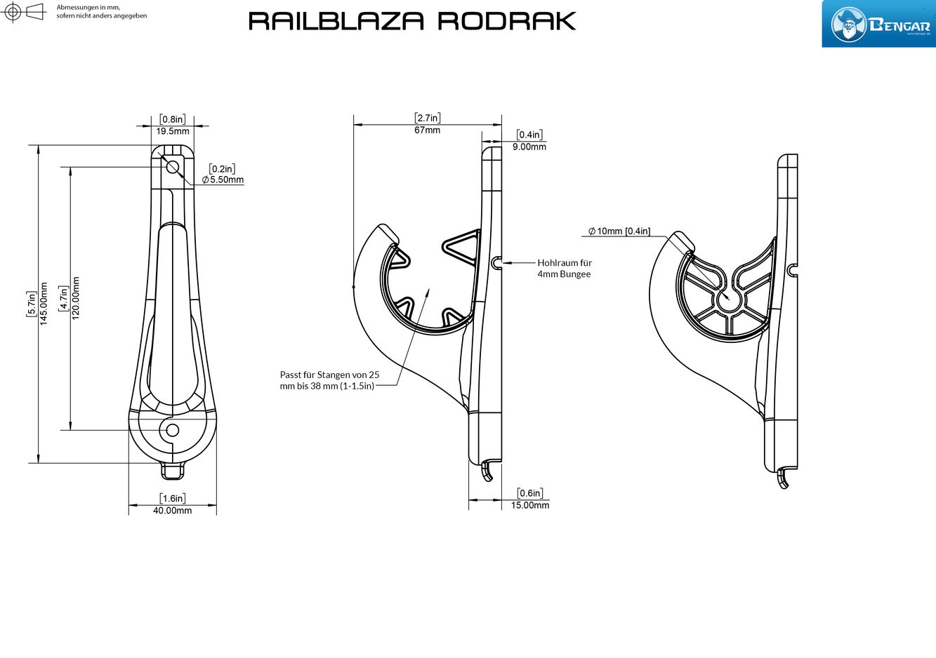 Railblaza RodRak hält 2 Angelruten. (Wand- oder Deckenmontage) Railblaza RodRak hält 2 Angelruten. (Wand- oder Deckenmontage)