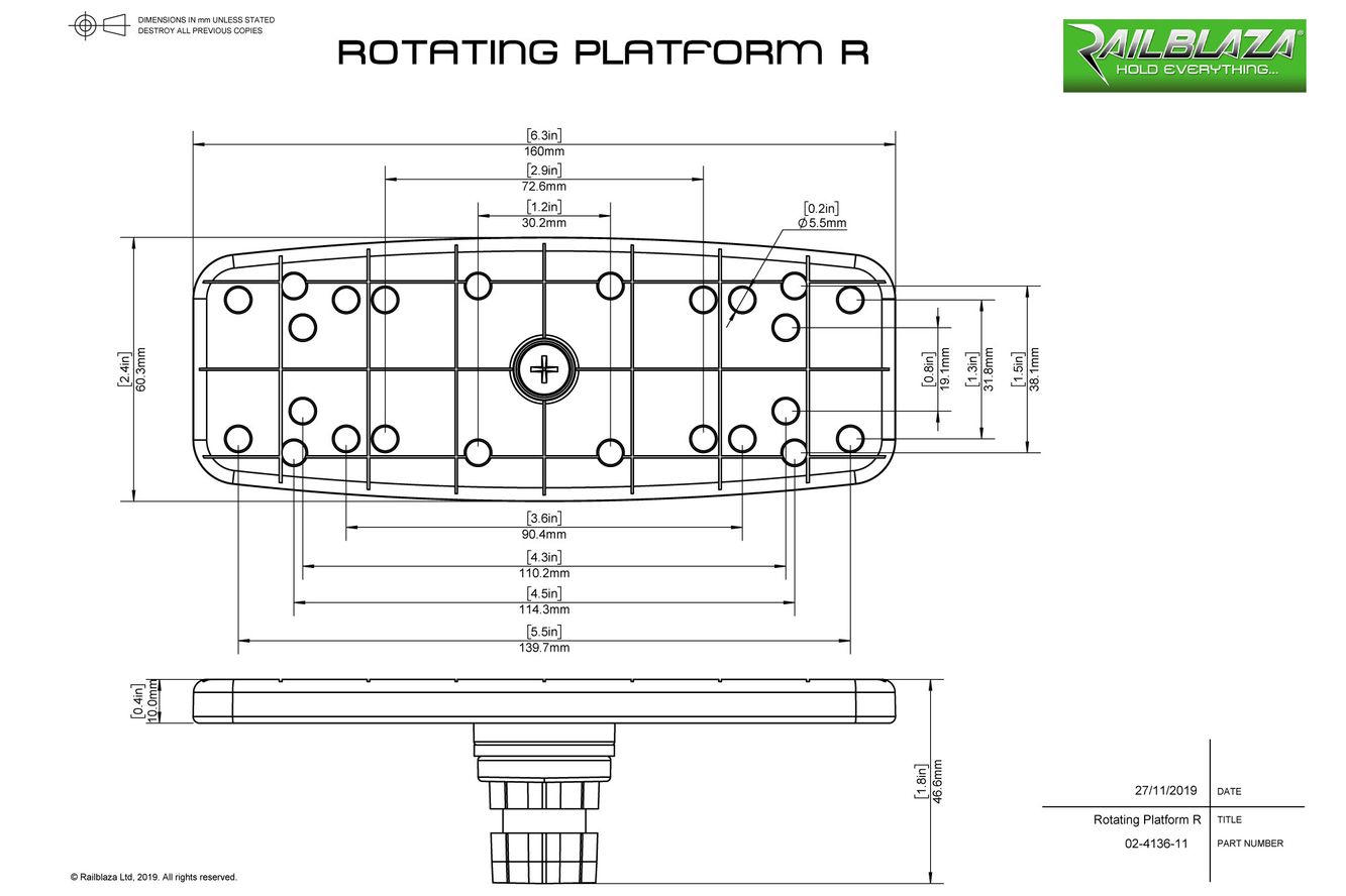 Railblaza Rotating Plattform für Kamera und Echolote 360° (160 x 60 mm) 02-4136-11 Railblaza Rotating Plattform für Kamera und Echolote 360° (160 x 60 mm) 02-4136-11