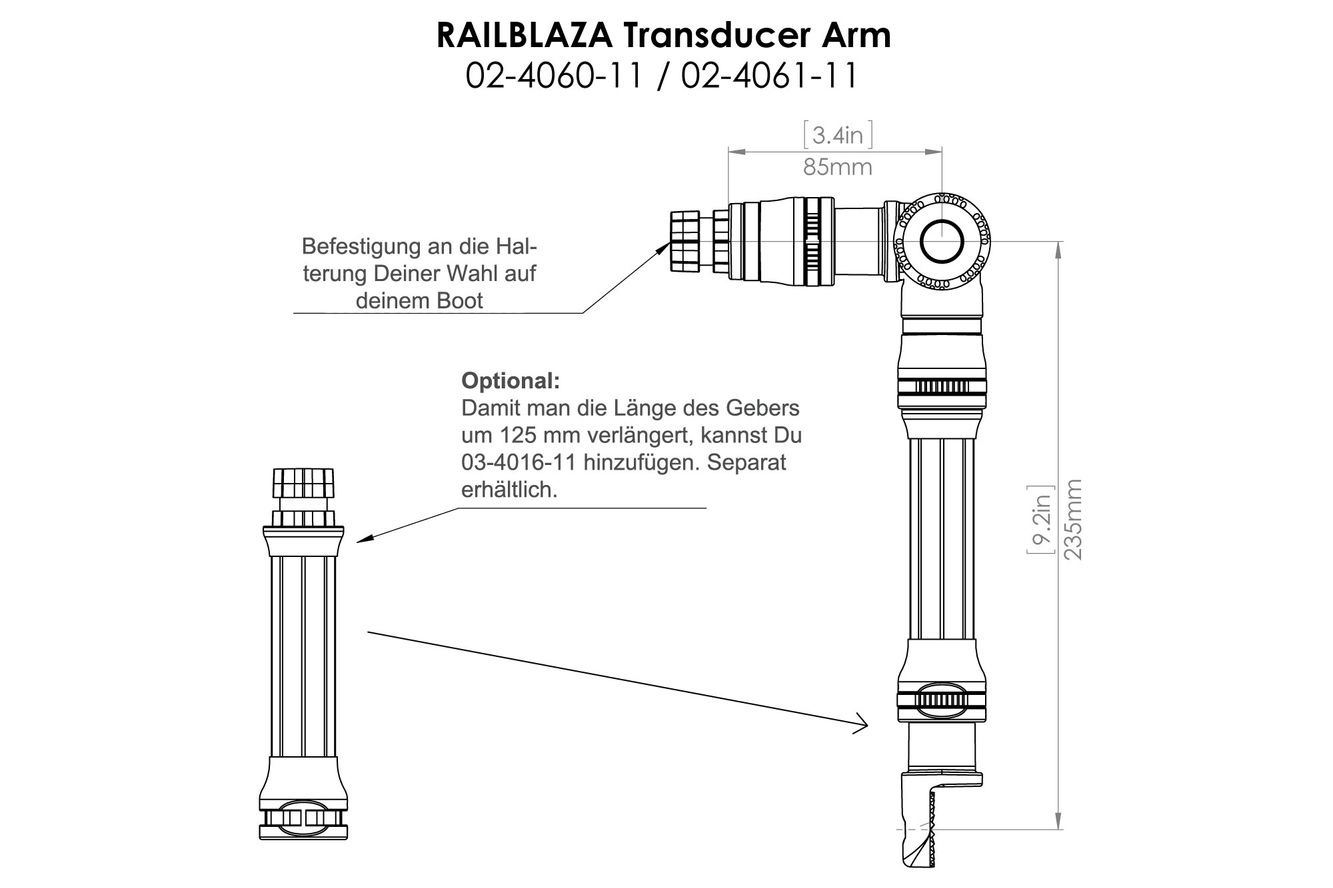 Railblaza Kayak und Canoe Sounder Transducer, Geberstange mit Plattform 02-4060-11 Railblaza Kayak und Canoe Sounder Transducer, Geberstange mit Plattform 02-4060-11