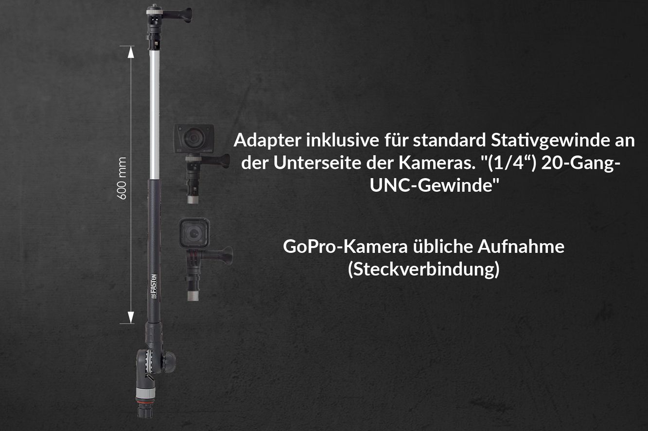 Fasten Videokamera Halter (600 mm) 2 Stufen Teleskop Länge änderbar rotier- und neigbar Fasten Videokamera Halter (600 mm) 2 Stufen Teleskop Länge änderbar rotier- und neigbar