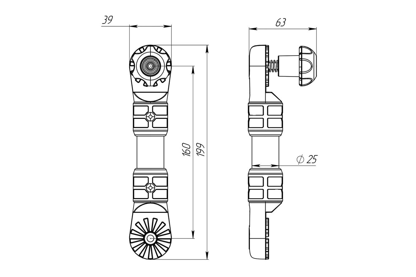 Fasten Stangen Verlängerung (160 mm) (Ø25) aus Aluminium Fasten Stangen Verlängerung (160 mm) (Ø25) aus Aluminium