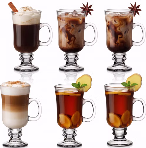 PLATINUX Irish Coffee Gläser Set mit Henkel 230ml (6-Teilig) Kaffeeglas Kakao Glas