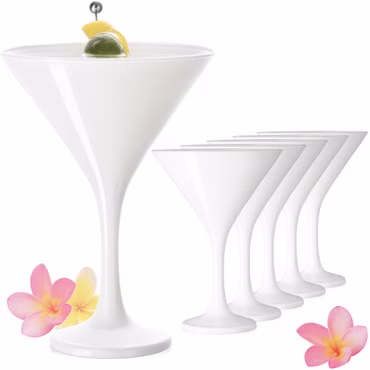 PLATINUX Weiße Martini Gläser 150ml Set 6-Teilig aus Glas Cocktailgläser