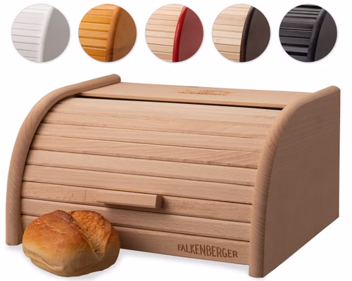FALKENBERGER Brotkasten aus Holz ca. 31x25x16cm M Brotbox mit Roll-Deckel Rollbrotkasten Handmade