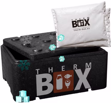 THERM BOX Profi Styroporbox 12BL mit 2x Kühlakku für Kühlbox Set 12L Innen: 36x26x13cm Transportbox Wiederverwendbar