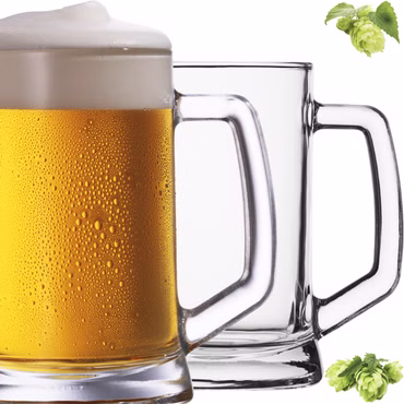 PLATINUX Bierseidel mit Henkel 0,5 Liter Set 2 Teilig Bierkrüge Biergläser Maßkrug