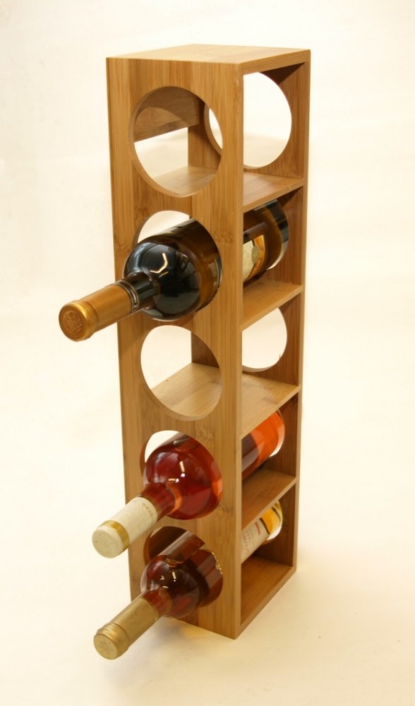 Weinregal stapelbar aus Bambus Holz 13,5 x 12,5 x 53 cm