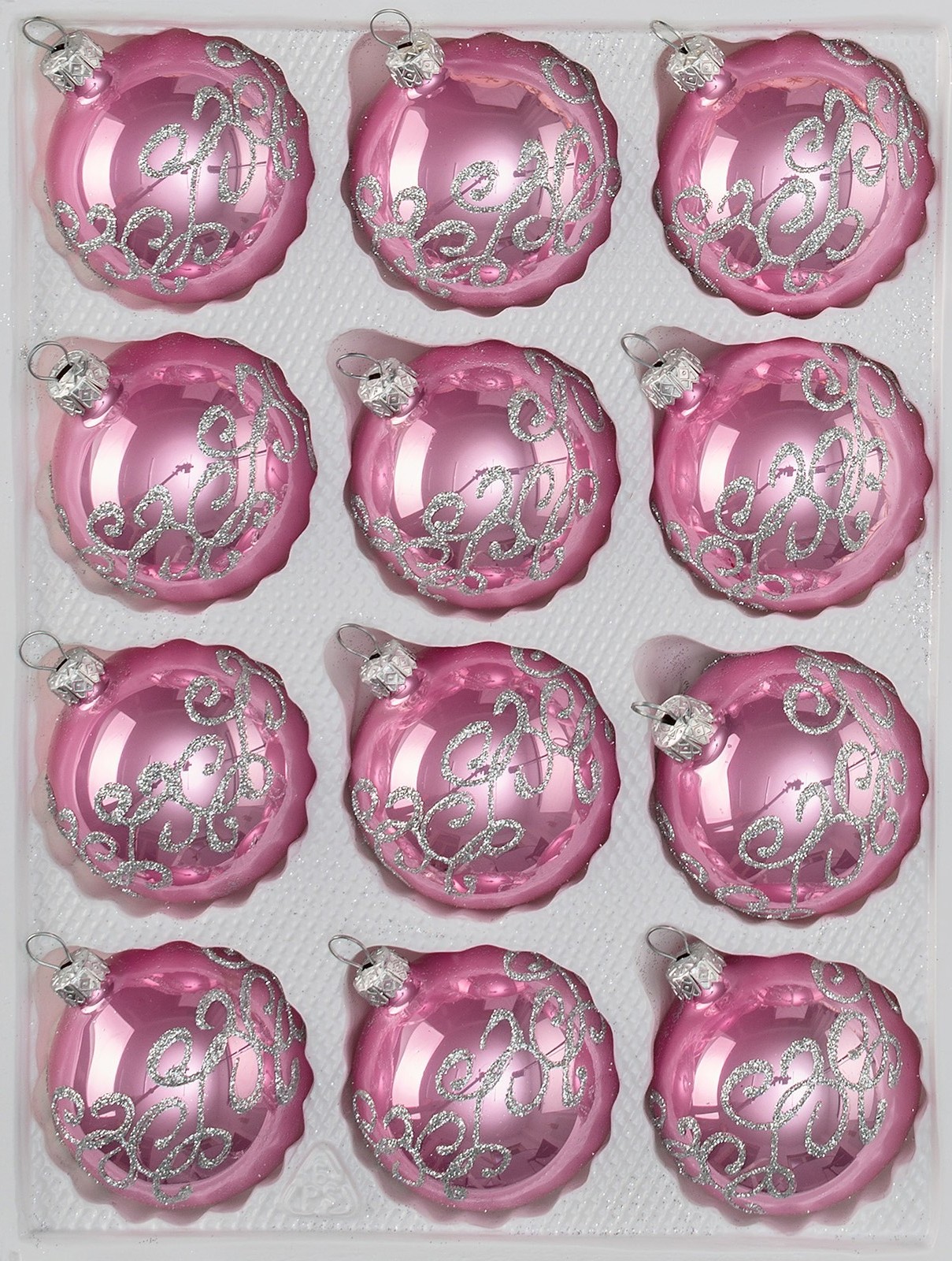 12 tlg. Glas-Weihnachtskugeln Set in 