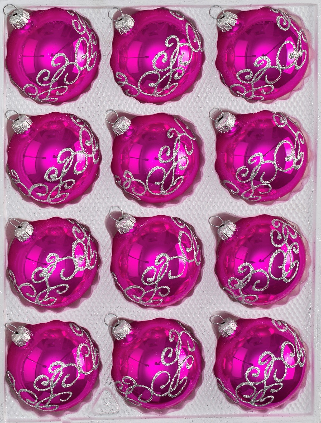 12 tlg. Glas-Weihnachtskugeln Set in