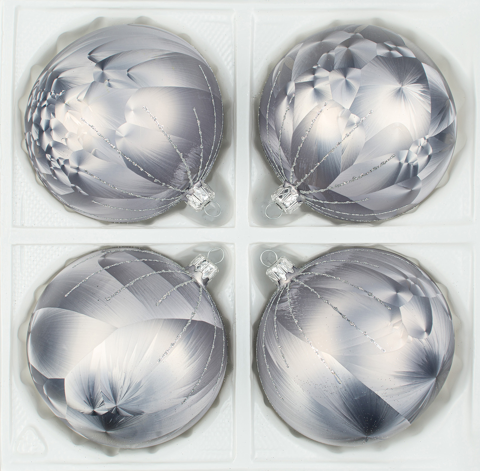 4 tlg. Glas-Weihnachtskugeln Set 12cm Ø in 