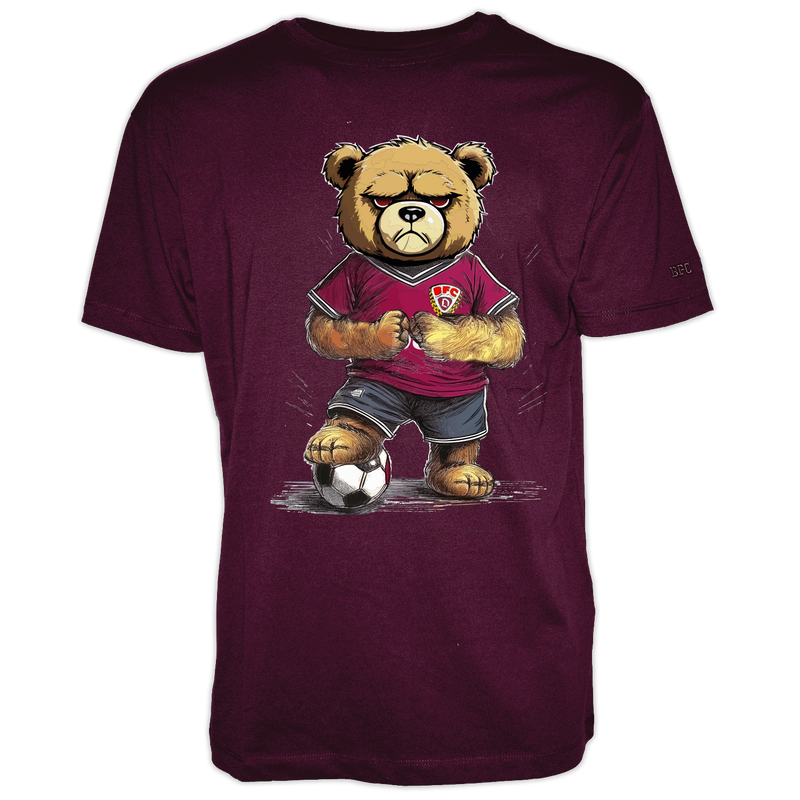 T-Shirt Angry Bär Fußball weinrot