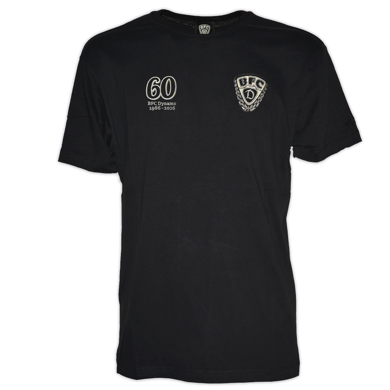 T-Shirt schwarz 60 Jahre und BFC-Logo silber gestickt